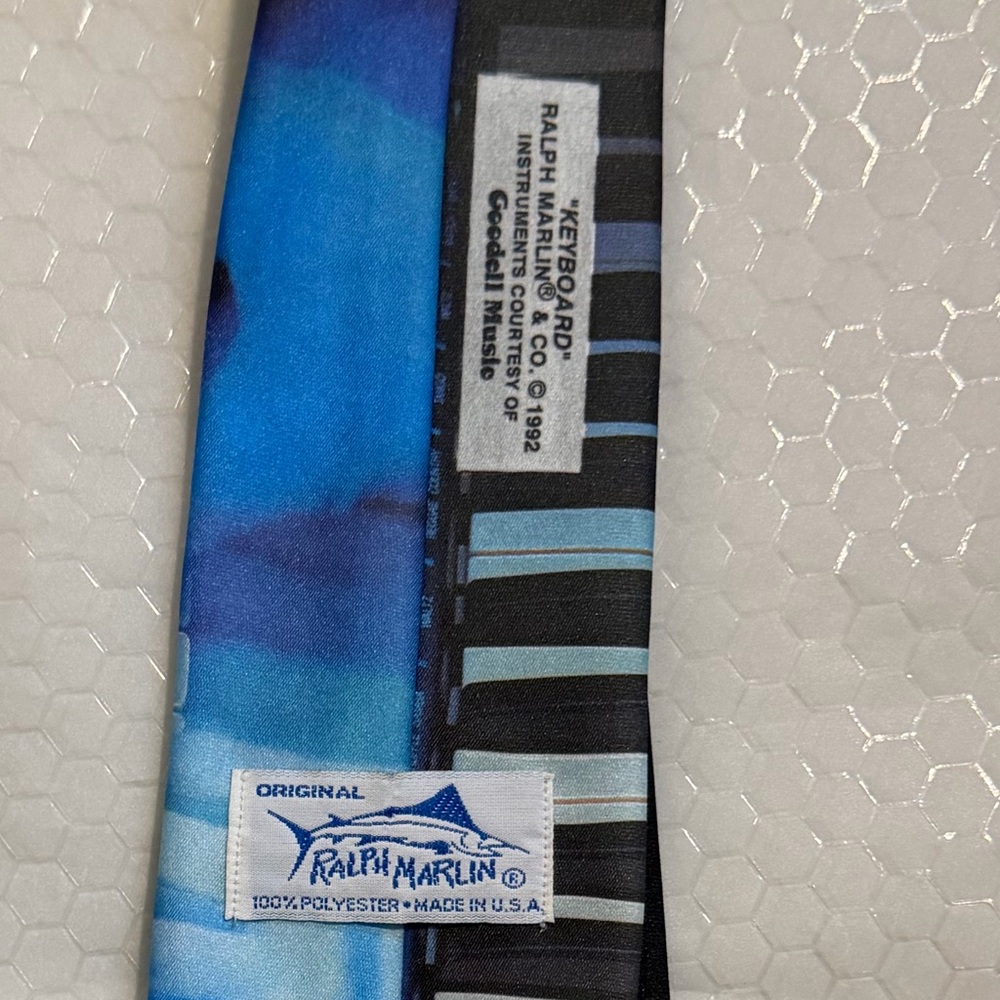 Ralph Marlin Blue and Black Piano Key Necktie - Picture 10 of 12
